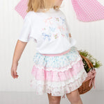 Sweet Wink Floral & Bow Watercolor Short Sleeve T-Shirt - White