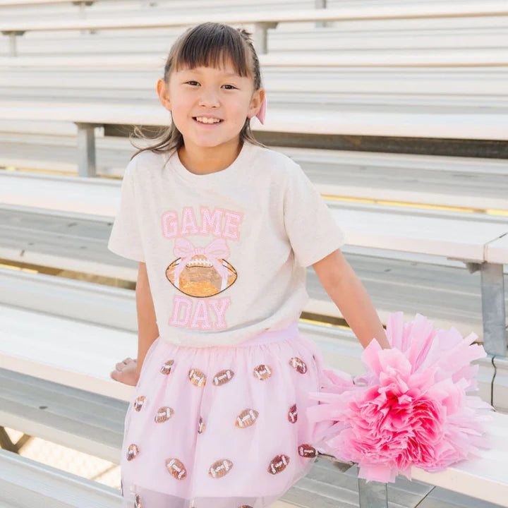 Sweet Wink Game Day Sequin Patch Short Sleeve T-Shirt - Ballet