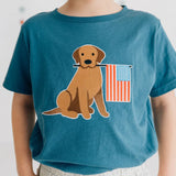 Patriotic Pup Patch Short Sleeve T-Shirt- Indigo