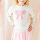 Pearl Bow Patch Sweatshirt- Natural