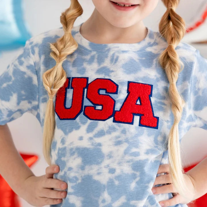 Sweet Wink USA Patch T-Shirt- Sky Tie Dye