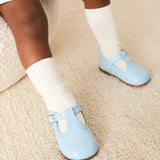 Leather T-Bar Baby Shoes in Sky Blue