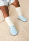 Leather T-Bar Baby Shoes in Sky Blue