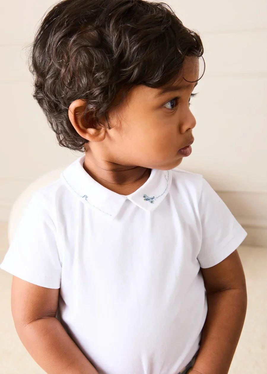 Pepa London Plane Embroidery Short Sleeve Bodysuit in White