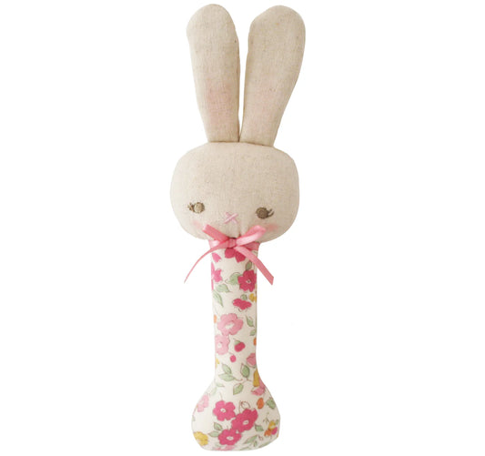Baby Bunny Stick Rattle - Rose Garden