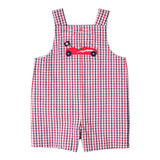 Plaid Seersucker Shortall With Derby Car