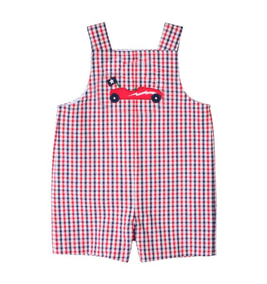 Plaid Seersucker Shortall With Derby Car