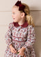 Pepa London Louisa Floral Velvet Collar Long Sleeve Dress in Burgundy