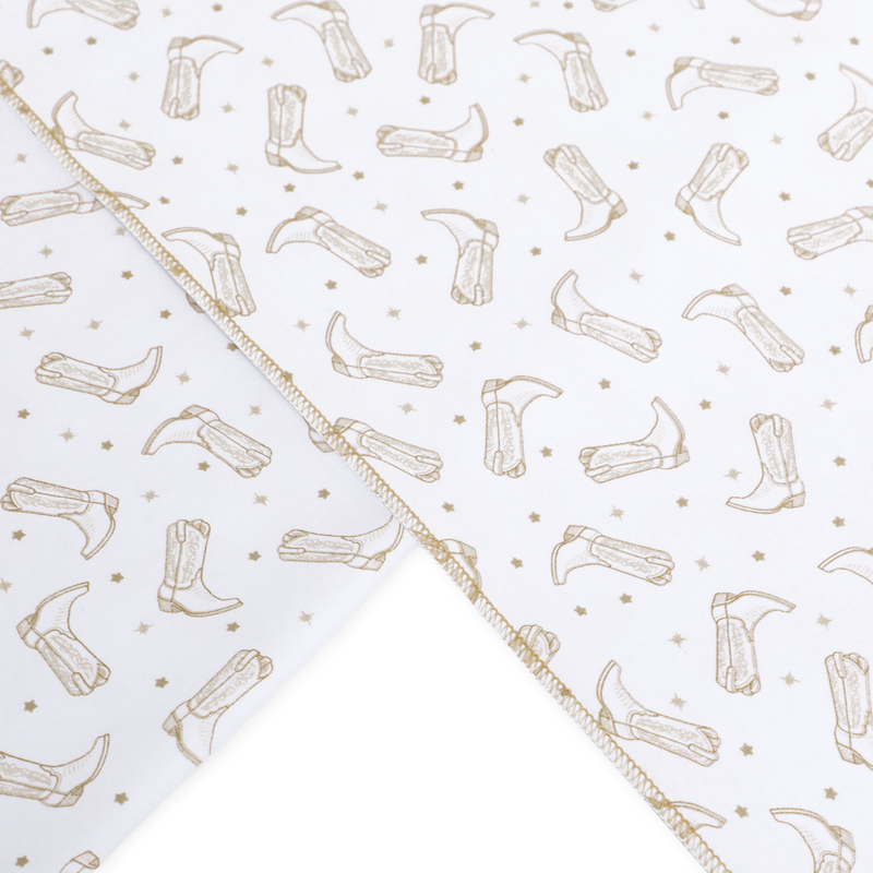 Magnolia Baby Darling Cowboy Boots Printed Swaddle Blanket- Ivory