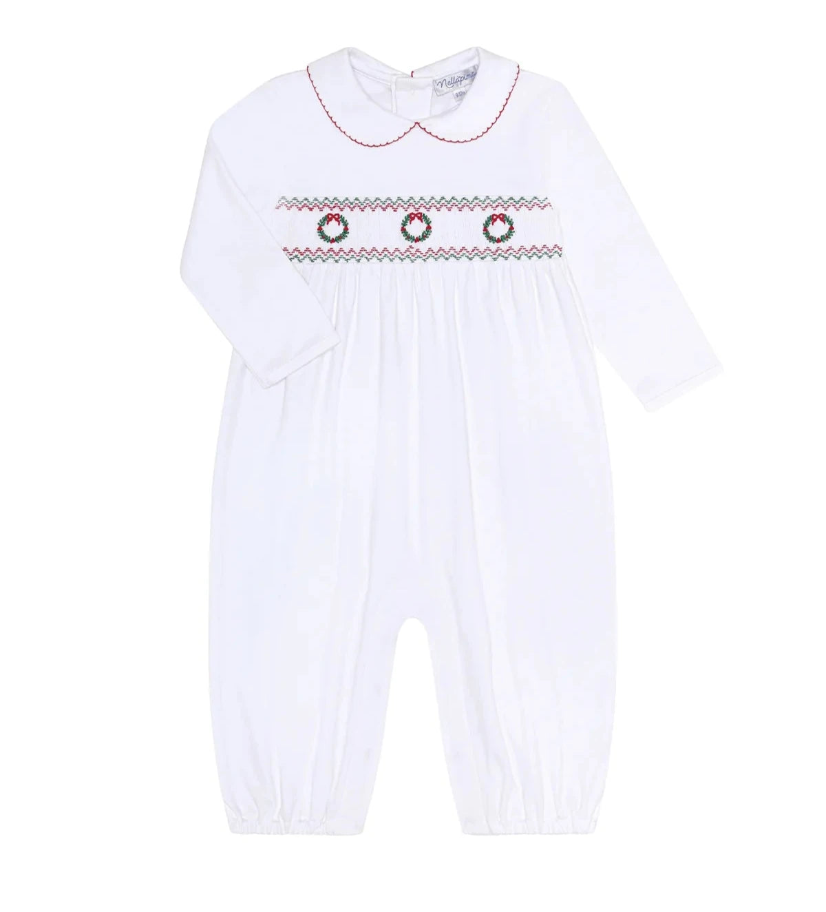 Nellapima Christmas Wreath Smocked Romper