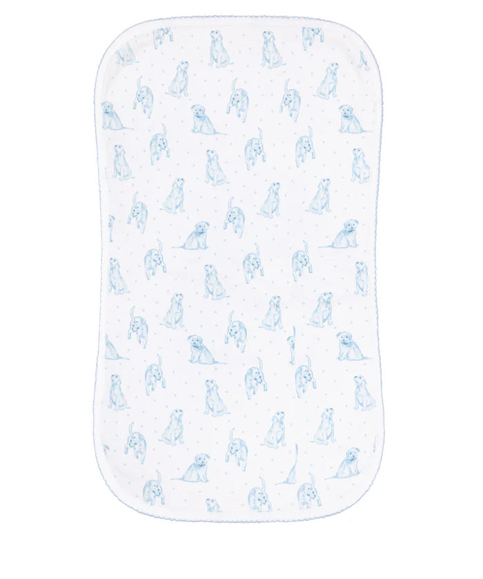 Nellapima Blue Puppy Love Burp Cloth