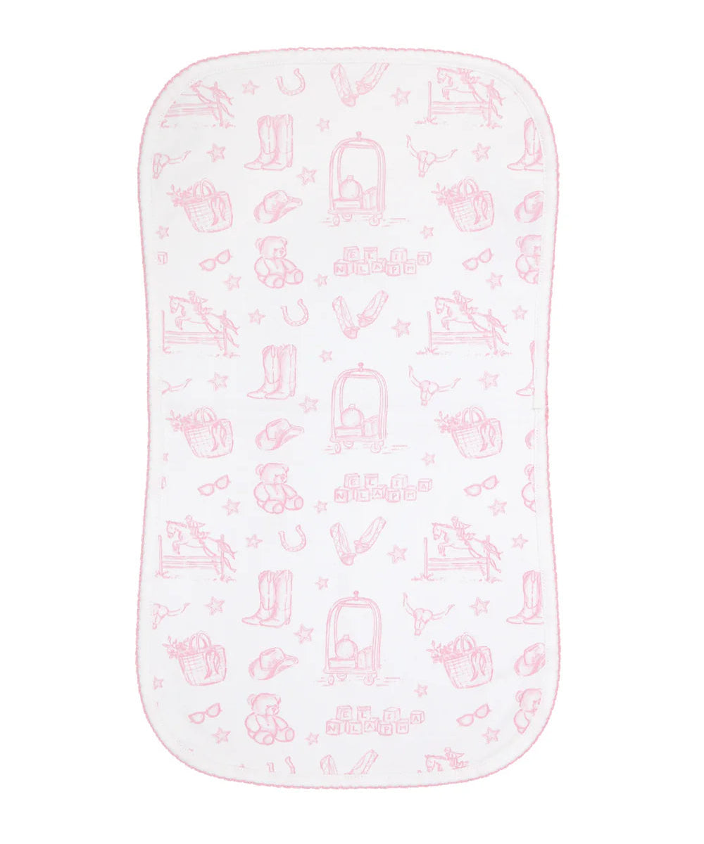 Nellapima Pink Lone Star Toile Burp Cloth