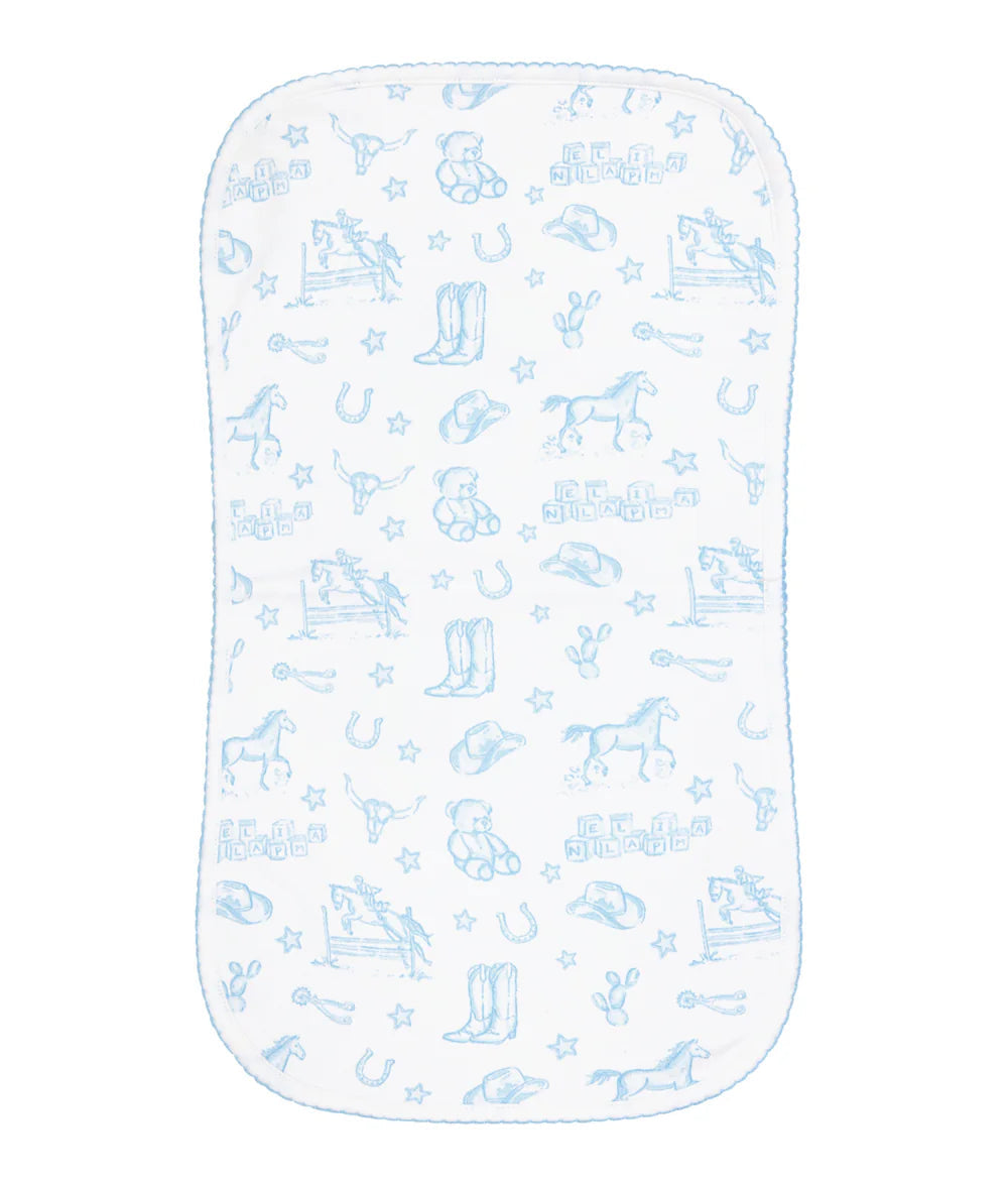 Nellapima Blue Lone Star Toile Burp Cloth