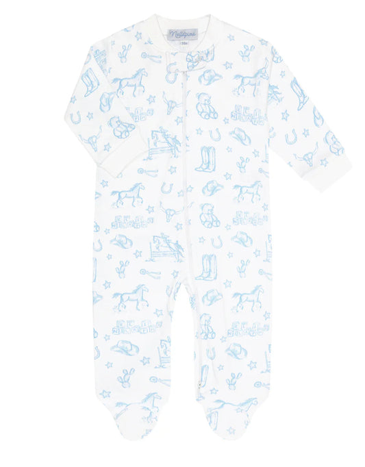 Nellapima Blue Lone Star Toile Zipper Footie