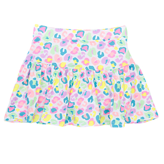 Gathered Skort - Neon Leopard