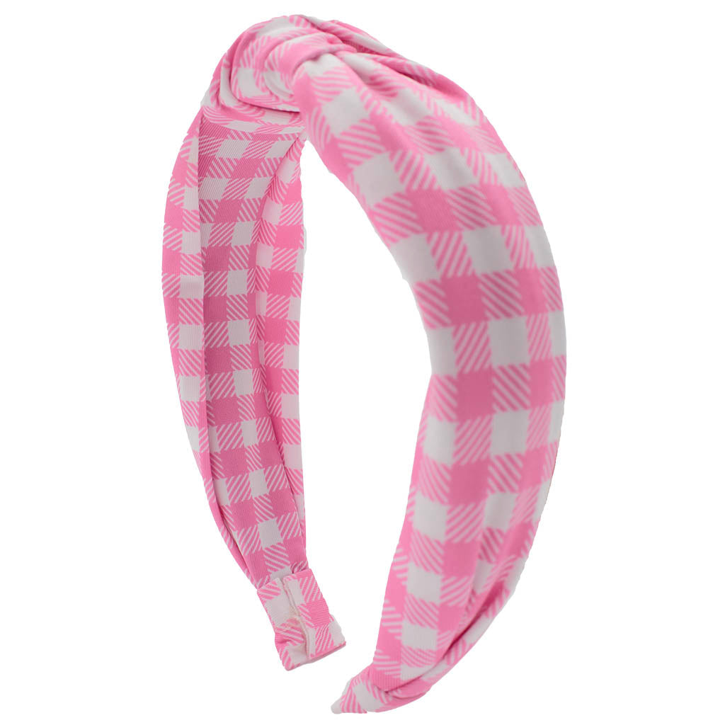 Top Knot Headband - Pink Gingham