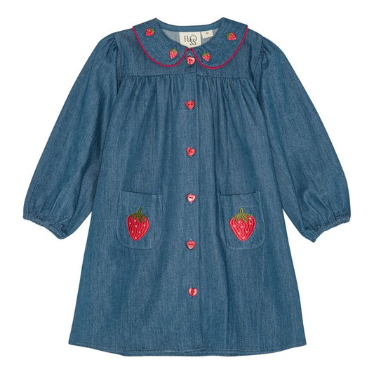 Vilma Dress- Mid Blue Strawberry