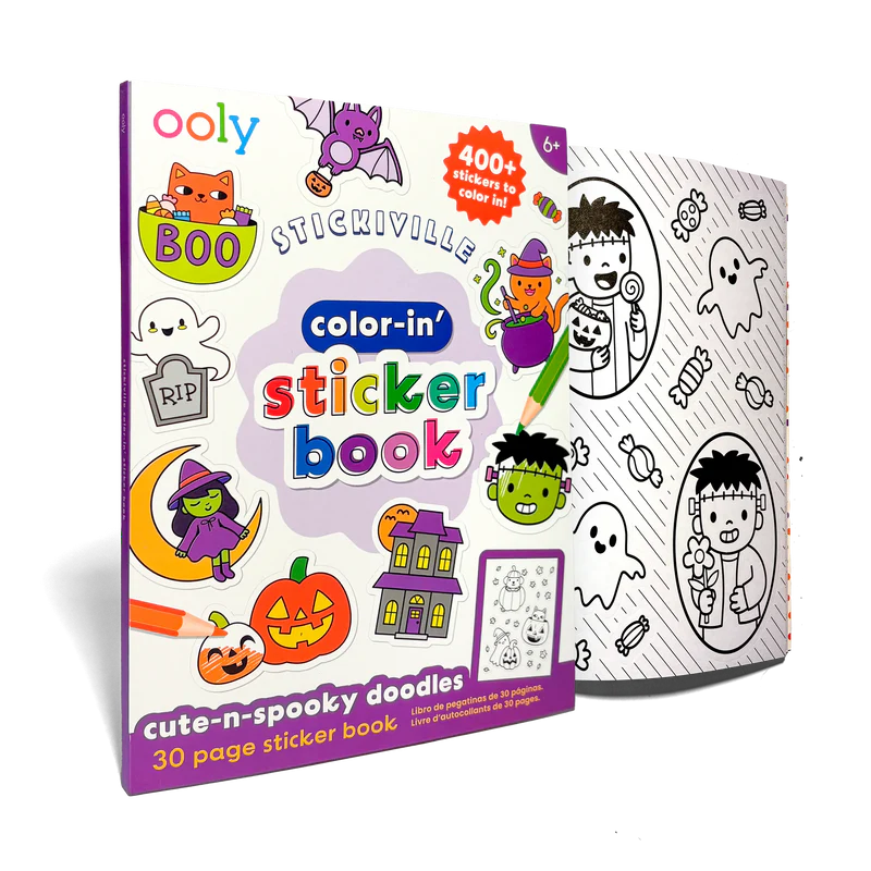 OOLY Color-In' Sticker Book- Cute N Spooky Doodles