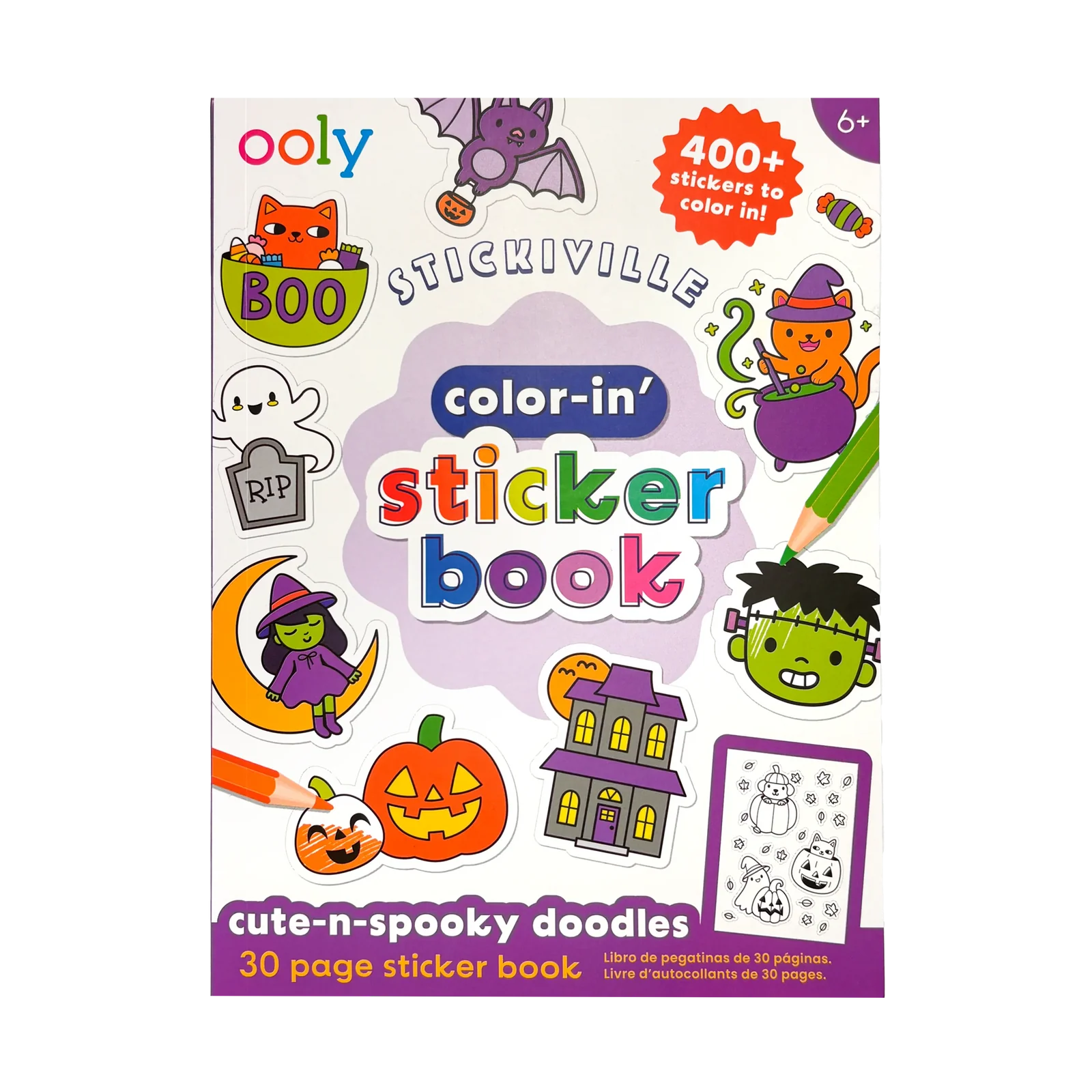 OOLY Color-In' Sticker Book- Cute N Spooky Doodles