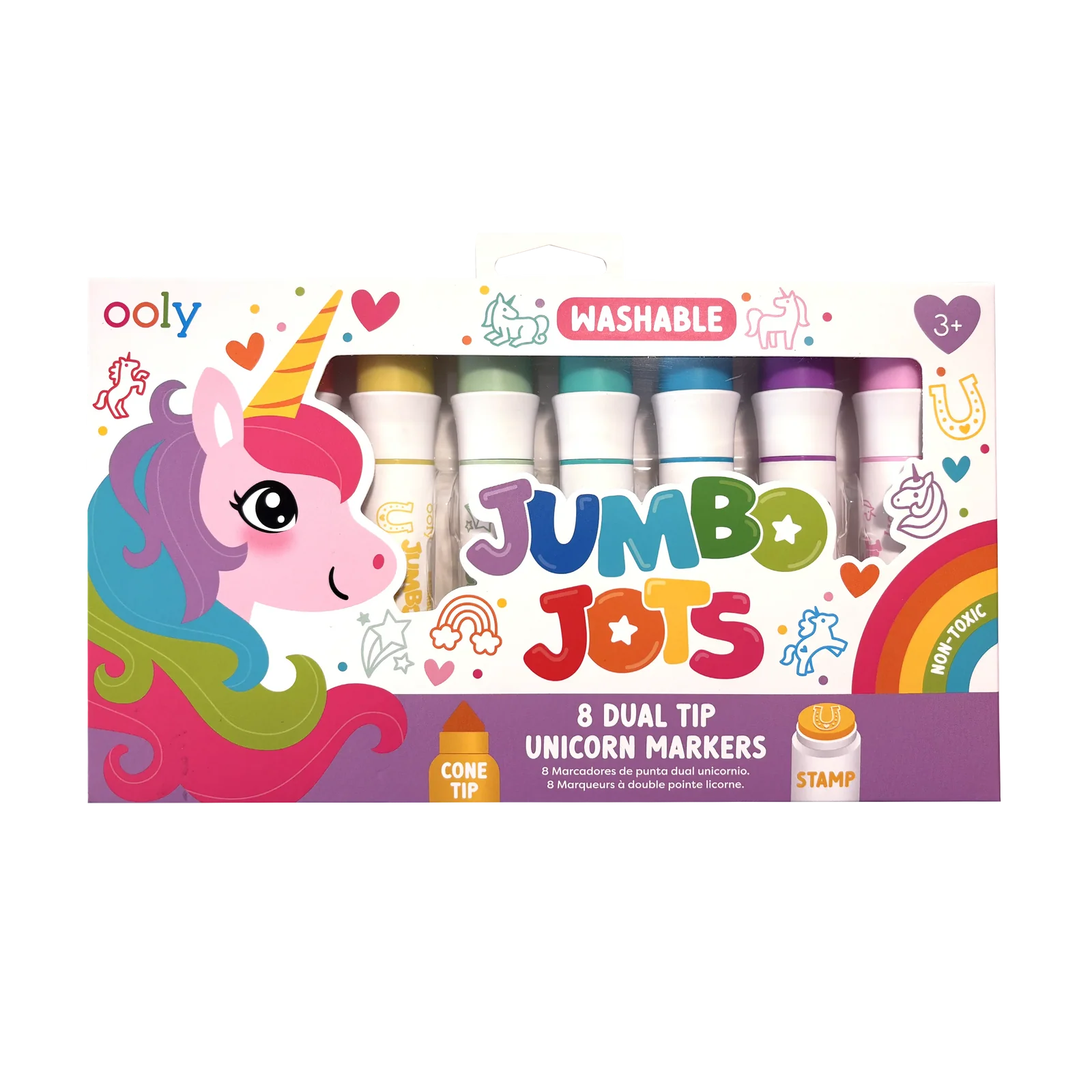 Ooly Jumbo Jots: Dual Tip Cone and Stamp Markers- Unicorn