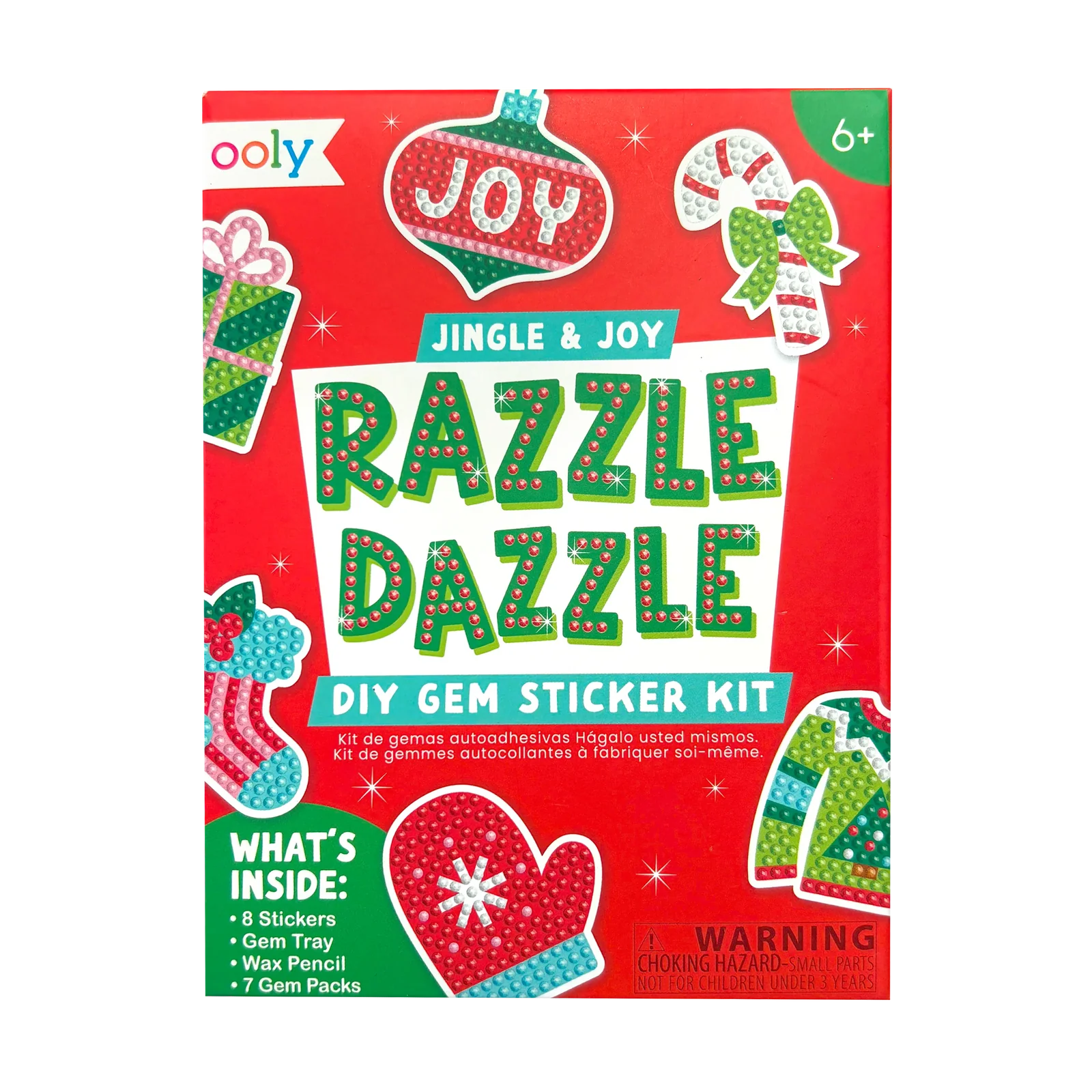 OOLY Mini Razzle Dazzle DIY Gem Sticker Kit: Jingle and Joy