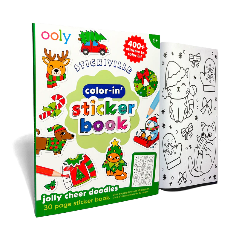 OOLY Color-In' Sticker Book- Jolly Cheer Doodles
