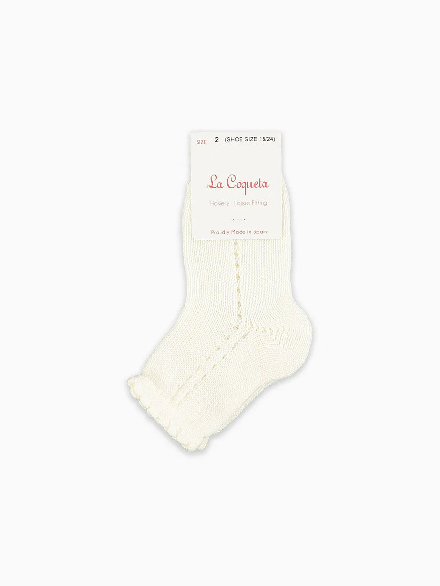 La Coqueta Openwork Short Girl Socks  - Off White
