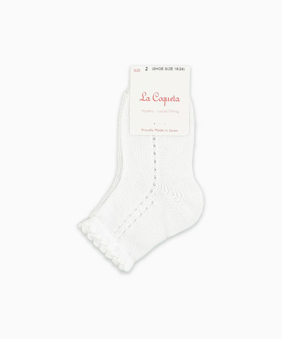 La Coqueta Openwork Short Girl Socks  - White