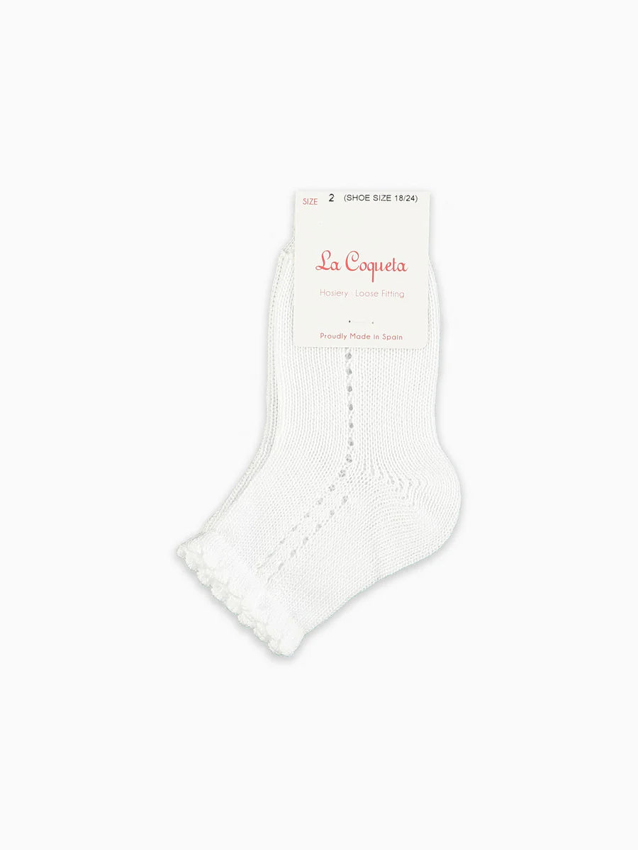 La Coqueta Openwork Short Girl Socks  - White