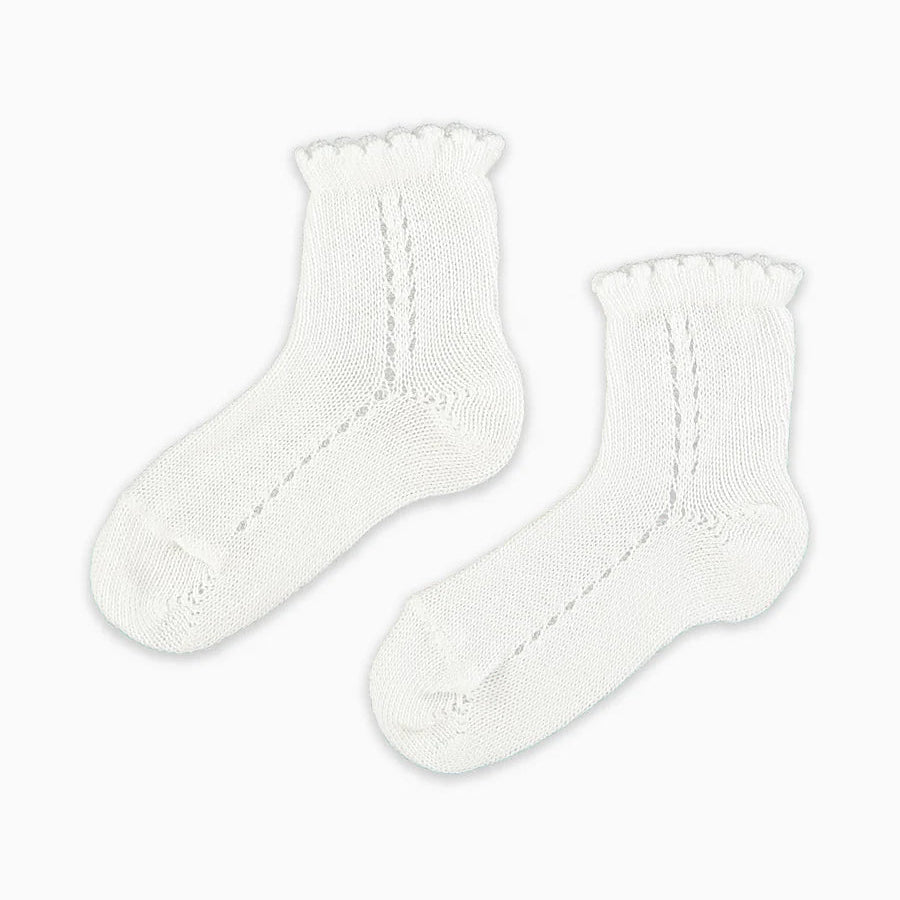 La Coqueta Openwork Short Girl Socks  - White