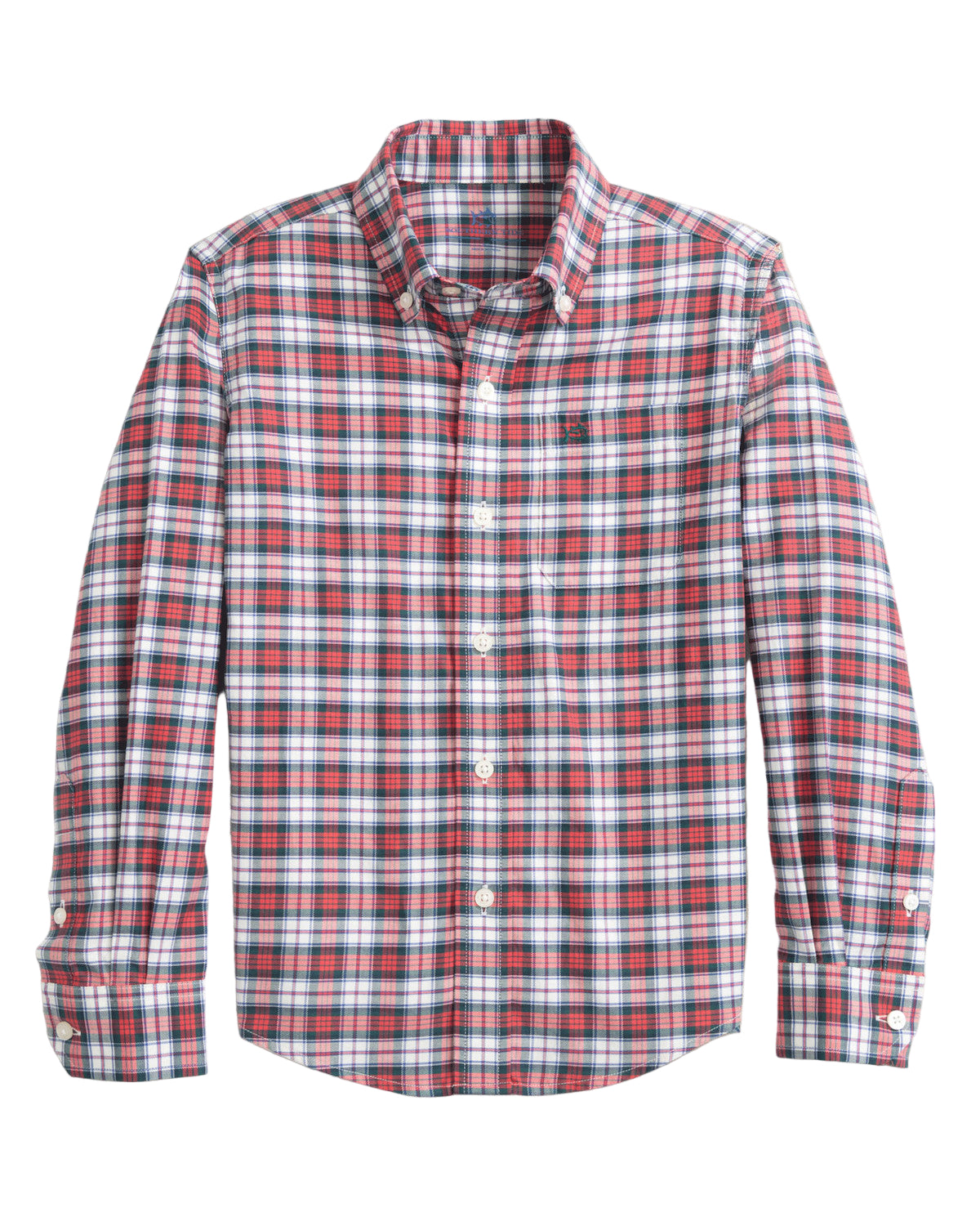 Southern Tide MacDuff Tartan Sport Shirt- Crab Red