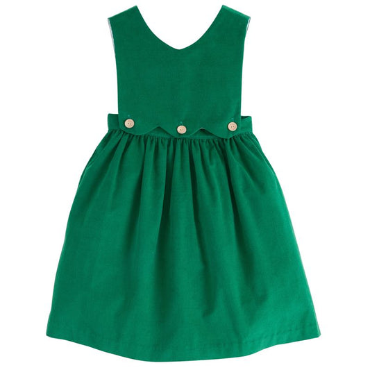 Little English Button Panel Jumper- Evergreen Corduroy