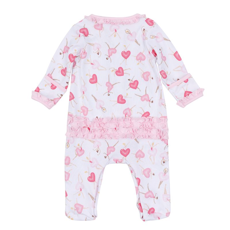 Dancing Hearts Ruffle Footie- Pink