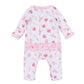 Dancing Hearts Ruffle Footie- Pink
