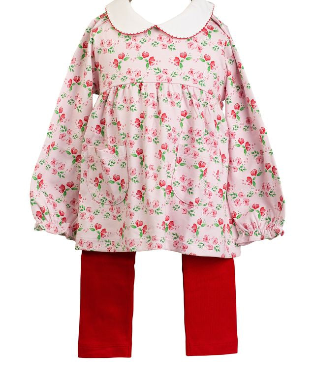 The Proper Peony Pink Zinnia Blooms Legging Set