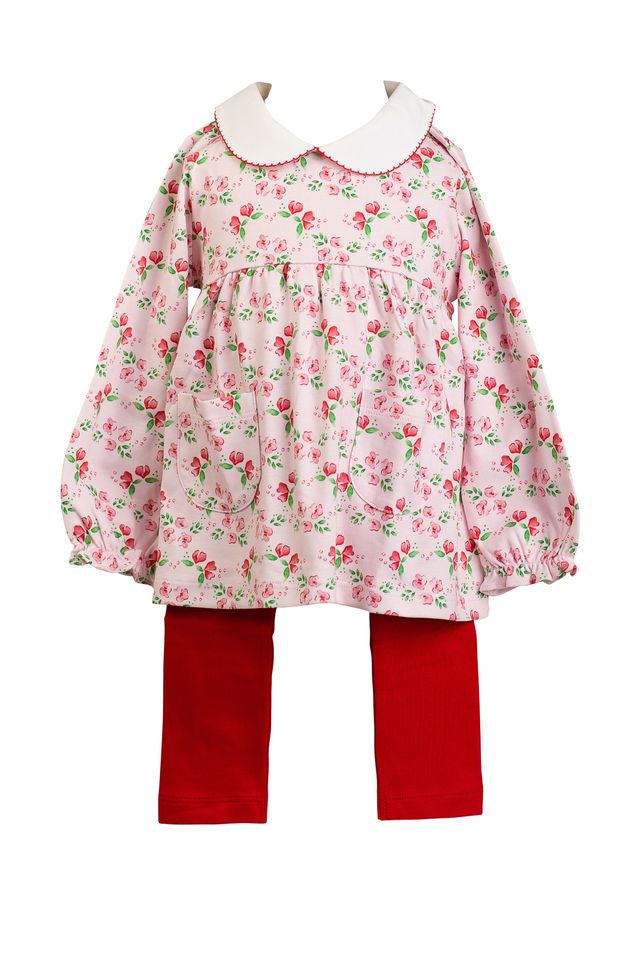 The Proper Peony Pink Zinnia Blooms Legging Set
