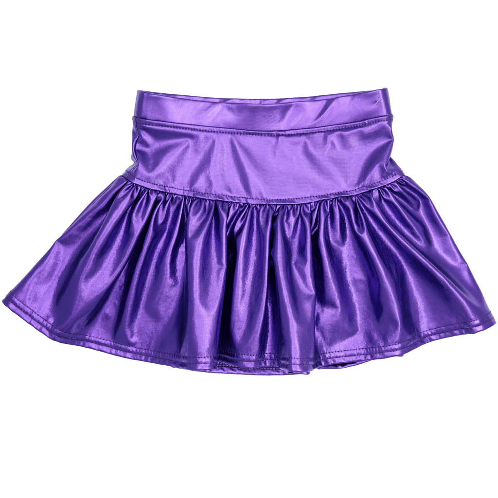 Azarhia Slick Metallic Gathered Skort - Purple