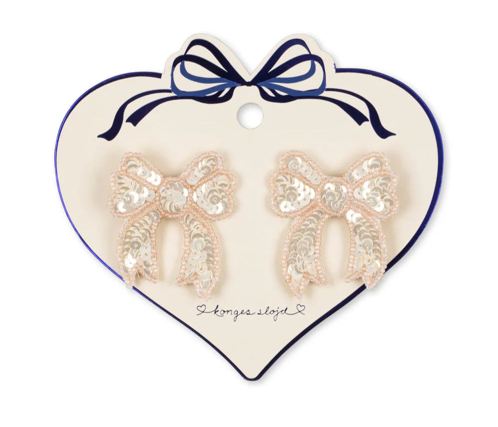 Konges Slojd 2 Pack Sequin Bow Hair Clip- Cameo Rose