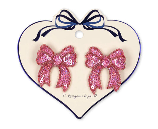 2 Pack Sequin Bow Hair Clip- Rapture Rose
