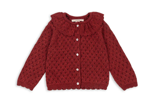 Konges Slojd Holiday Knit Cardigan- Red Dahlia