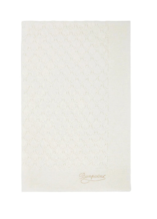 Bonpoint Openwork Pattern Baby Blanket- Milk White