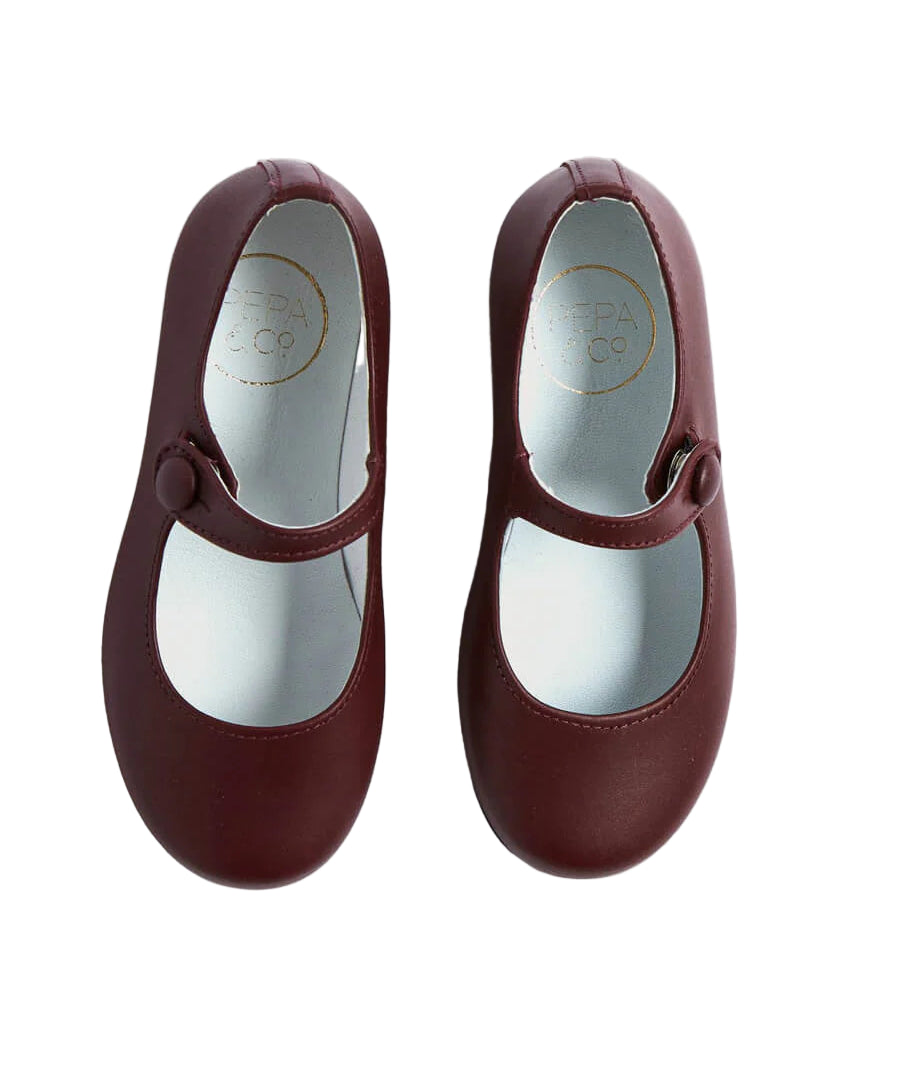 Pepa London Burgundy  Leather Mary Jane Shoes