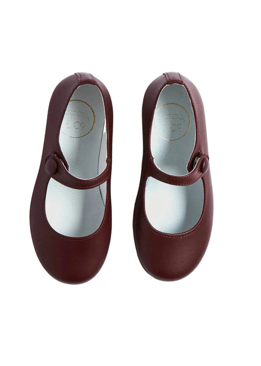 Pepa London Burgundy  Leather Mary Jane Shoes