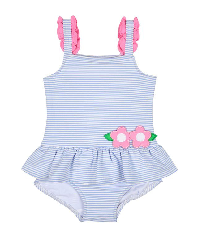 Florence Eiseman Seersucker Swimsuit With Flowers
