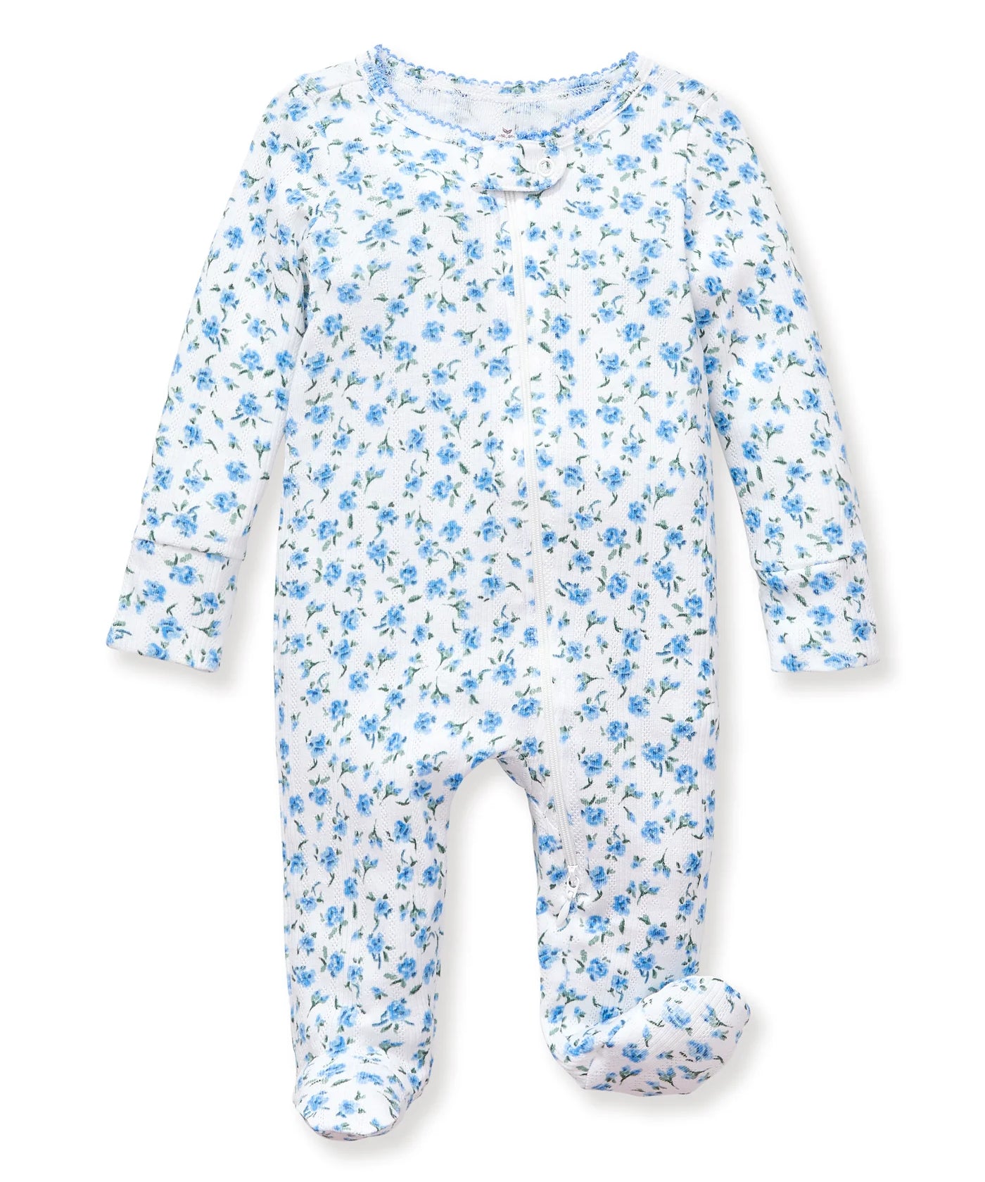 Petite Plume Blue Floral Pointelle Romper