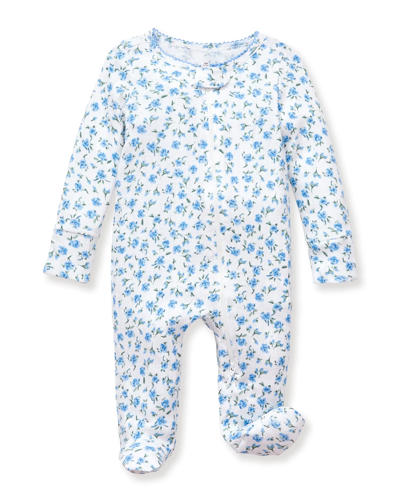 Petite Plume Blue Floral Pointelle Romper