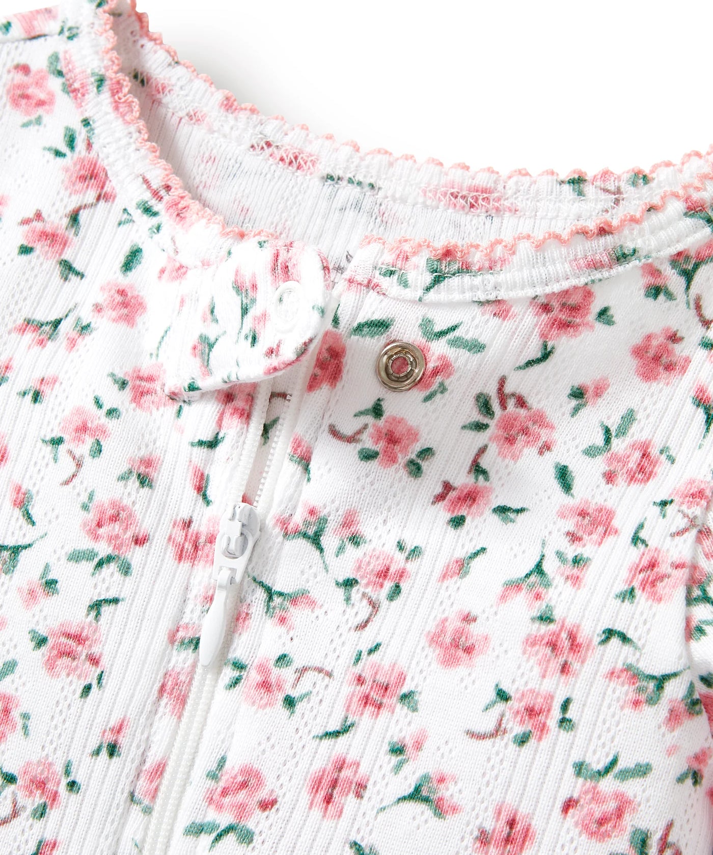 Pink Floral Pointelle Romper