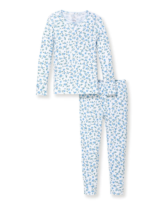 Petite Plume Blue Floral Pointelle Snug Fit Pajamas