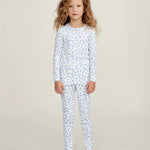 Petite Plume Blue Floral Pointelle Snug Fit Pajamas