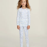 Petite Plume Blue Floral Pointelle Snug Fit Pajamas
